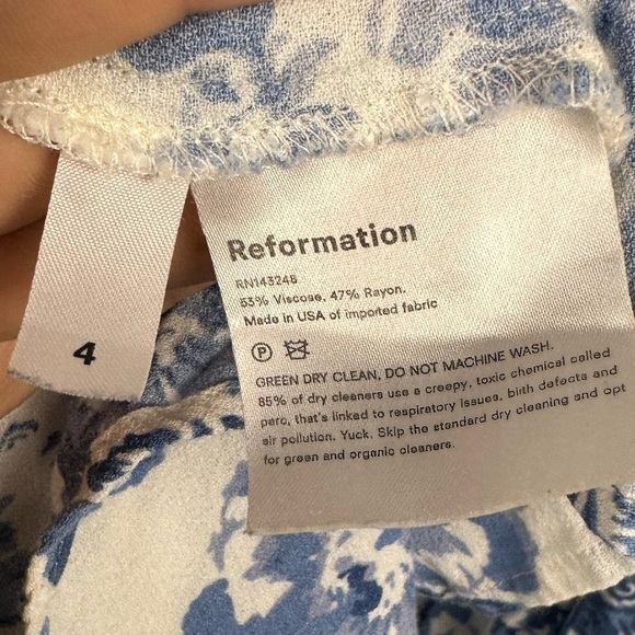 Reformation Marfa Blue White Floral Midi Dress Women’s Sz 4 - Picture 9 of 12